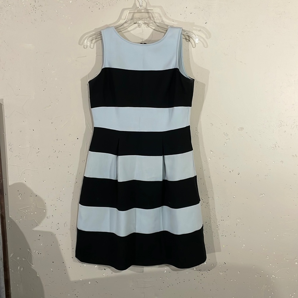 Loft Light Blue & Black Stripe Sleeveless Dress. Size 6.